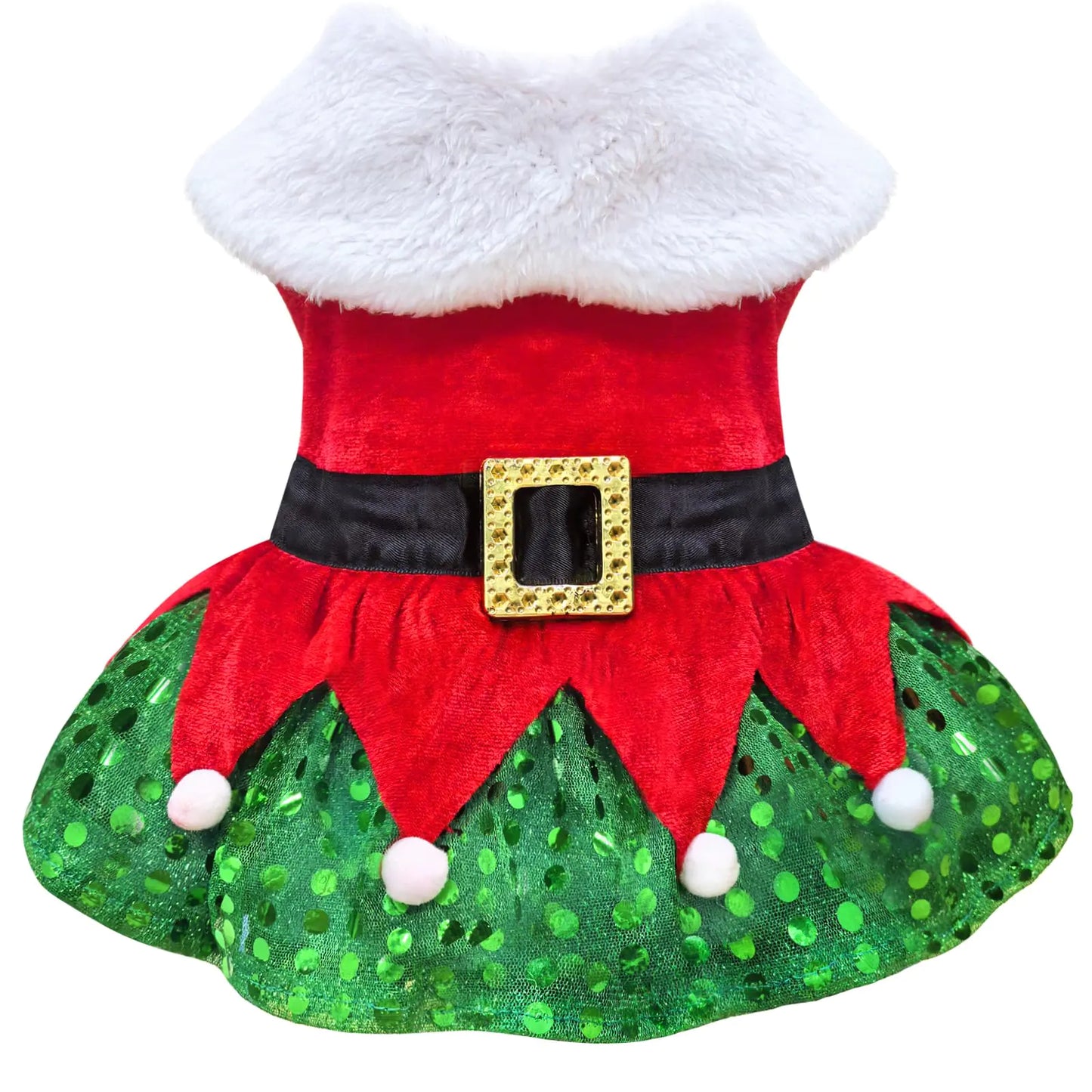 Idepet Christmas Dog Dress Cute Skirt Pet Christmas Costume Cat Sparkly Sequin Clothes Girl Puppy Xmas Holiday Party Cosplay Outfit Winter Apparel for Small Dogs Cats (Red Small)