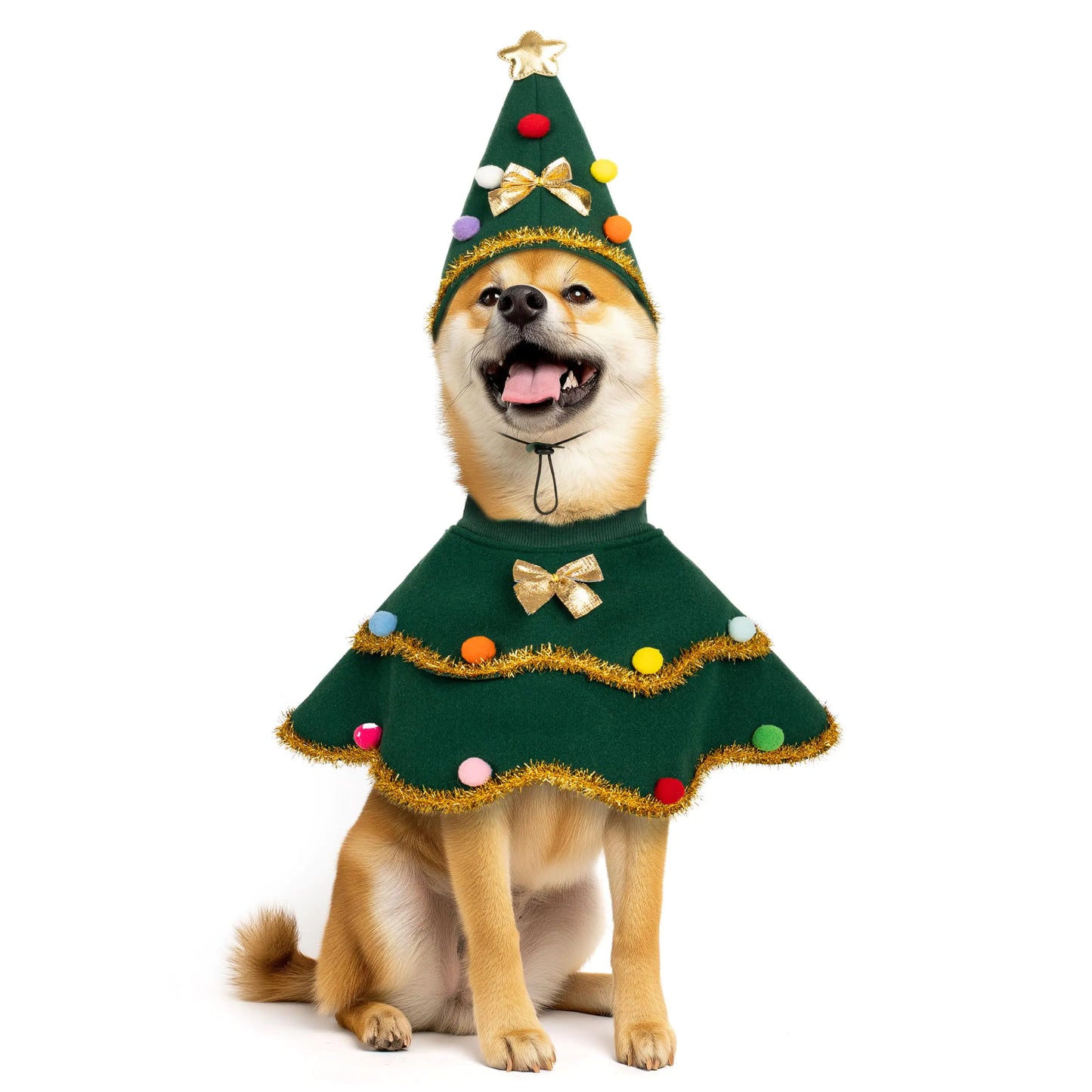 cyeollo Dog Christmas Costume Cute Christmas Tree Outfit Pet Dog Clothes Puppy Xmas Costumes for Small Medium Dogs Green M
