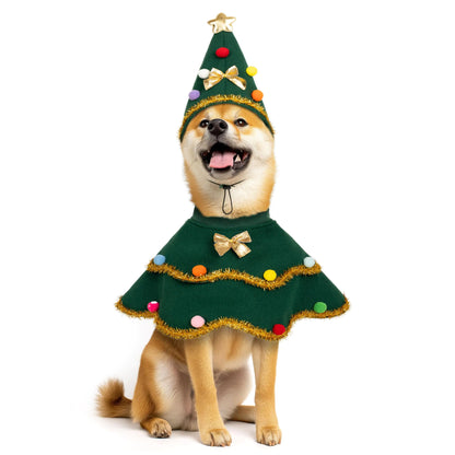 cyeollo Dog Christmas Costume Cute Christmas Tree Outfit Pet Dog Clothes Puppy Xmas Costumes for Small Medium Dogs Green M